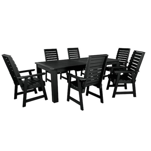 Highwood Usa Weatherly 7pc Rectangular Outdoor Patio Furniture Dining Set 84 x 42 AD-ST7WL1CO5AA-BKE - main